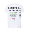 Camiseta blanca logo braille y tabla Snellen espalda